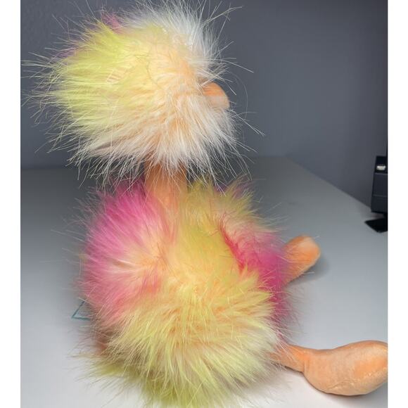 Jellycat Sorbet Pompom Plush 10” Yellow Pink Ostrich Bird Stuffed Animal NWT - Picture 3 of 11